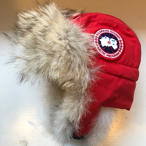 canada goose aviator hat red